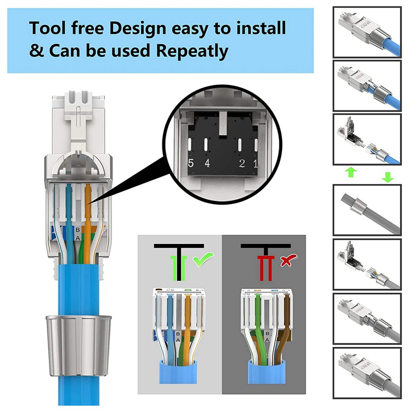 Set 2 Đầu Nối Dây Cáp Mạng Rj45 Cat6 Chuyên Dụng