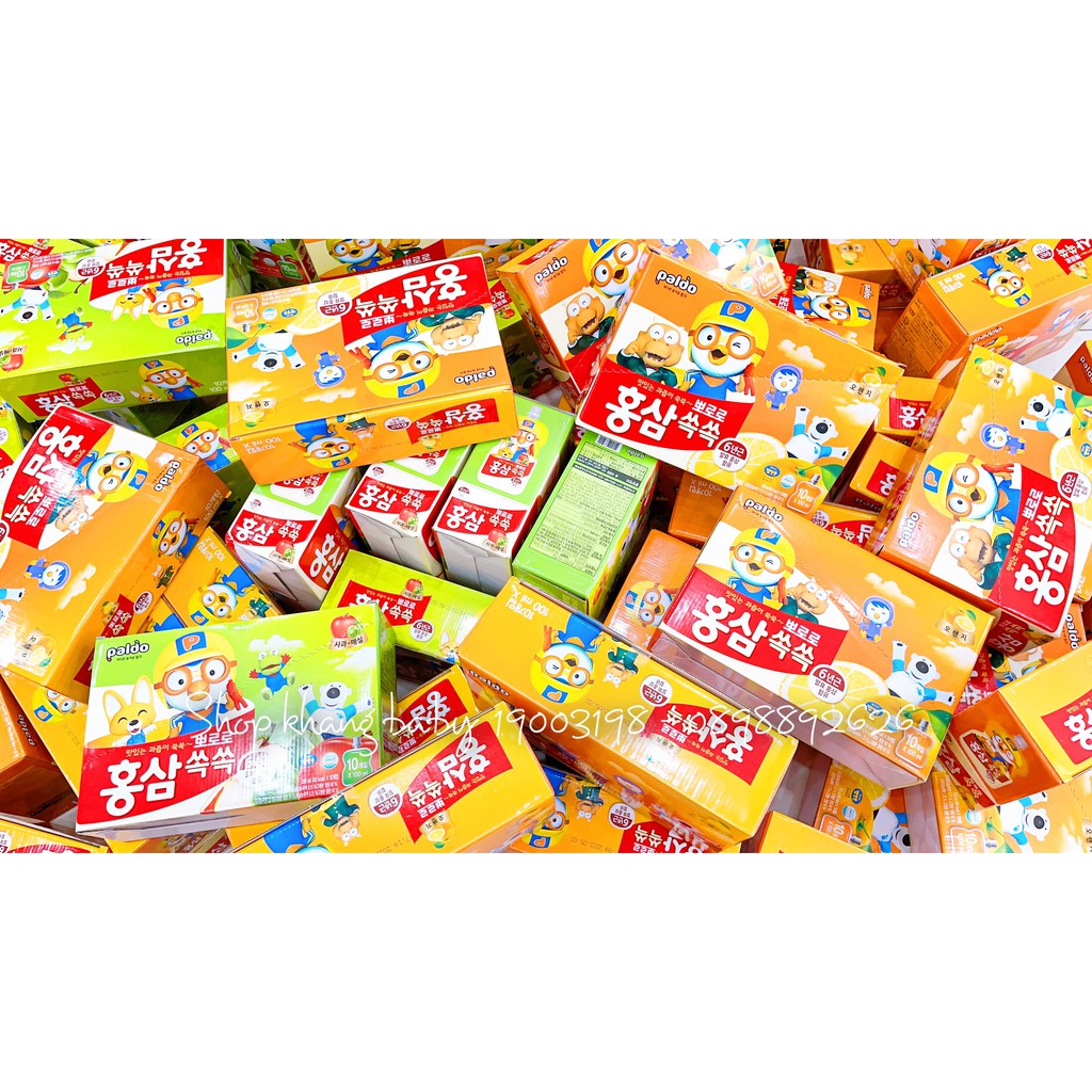 Nước hồng sâm trái cây Pororo thùng 10 gói - Shop Khang Baby