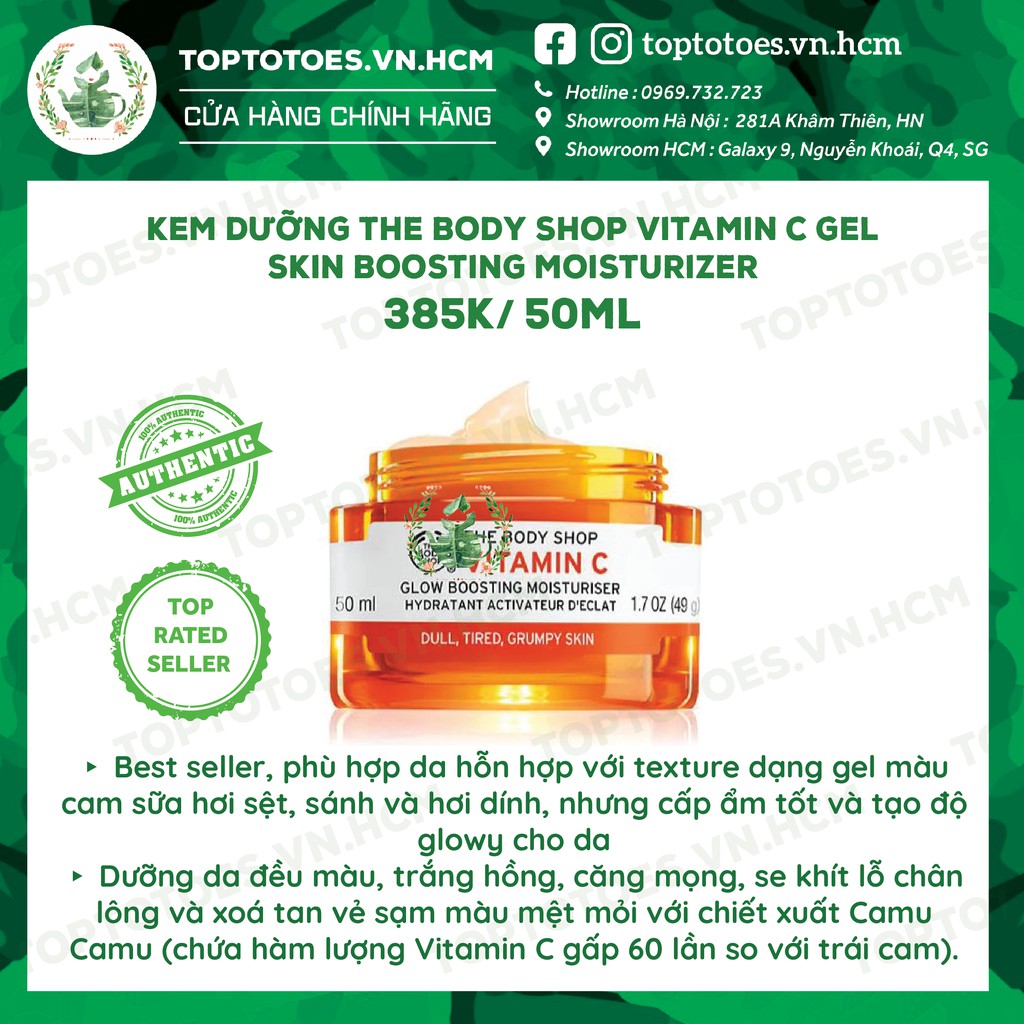 Bộ sp Vitamin C The Body Shop dưỡng da trắng hồng, căng mọng siêu glowy, se khít lỗ chân lông