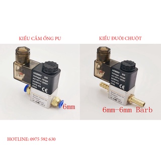 Van đóng mở khí nén 12v đầu ra cắm kiểu đuôi chuột cắm ống 6mm