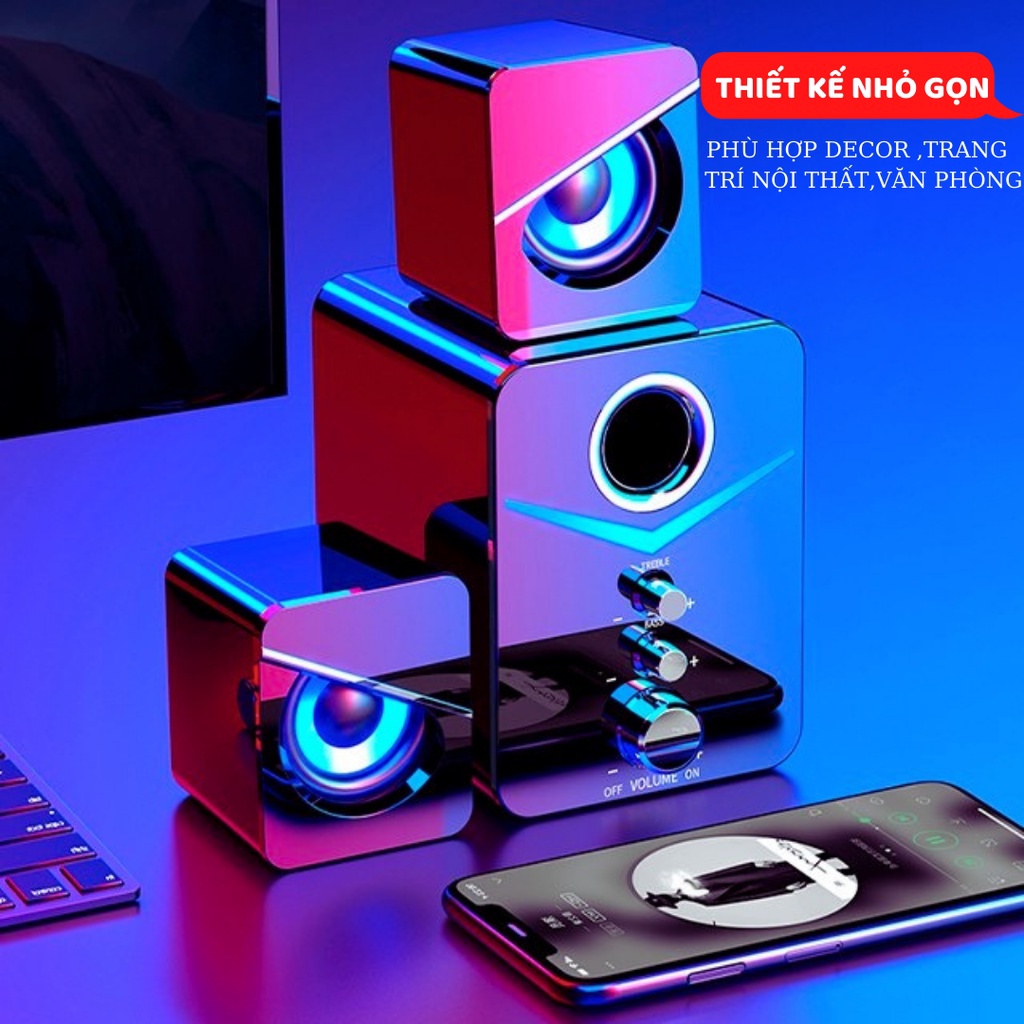 Loa vi tính để bàn MC-PC1 SUPER BASS cực chất, có LED RGB, dòng loa máy tính cao cấp cho laptop, pc, điện thoại