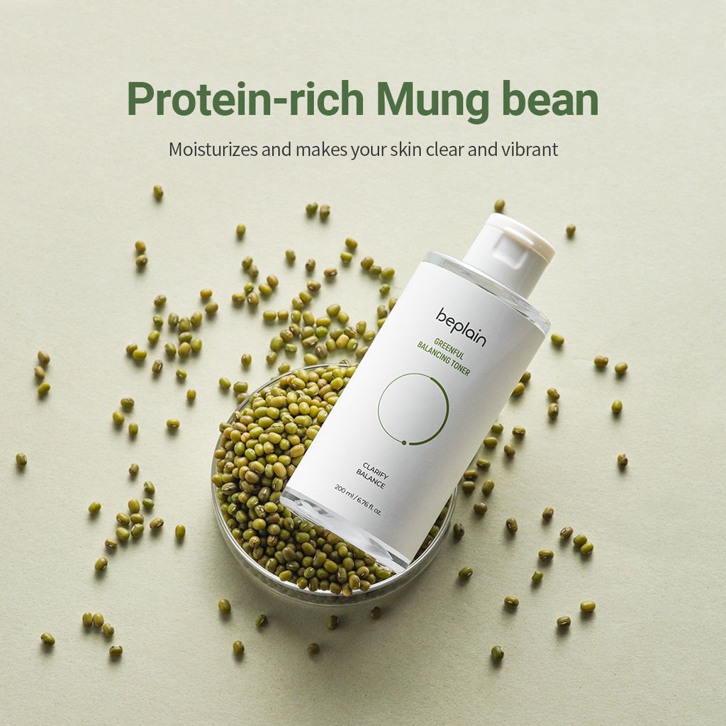 Toner Beplain Mung Bean Balancing chứa PHA làm sạch dịu nhẹ và cân bằng độ pH cho da 50mL