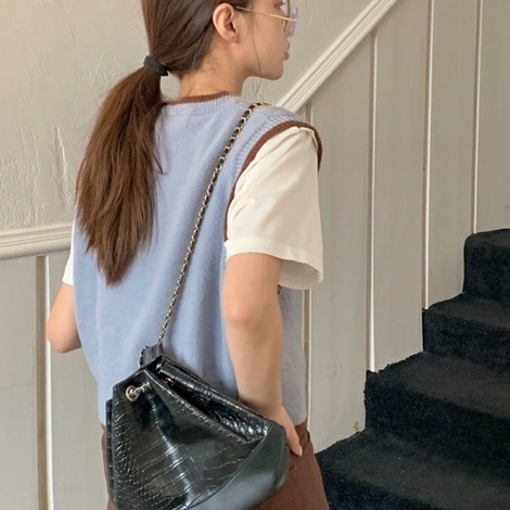 【ZHELIHANGFEI】Áo Dệt Kim Không Tay Đính Đá Xinh Xắn Theo Phong Cách Retro