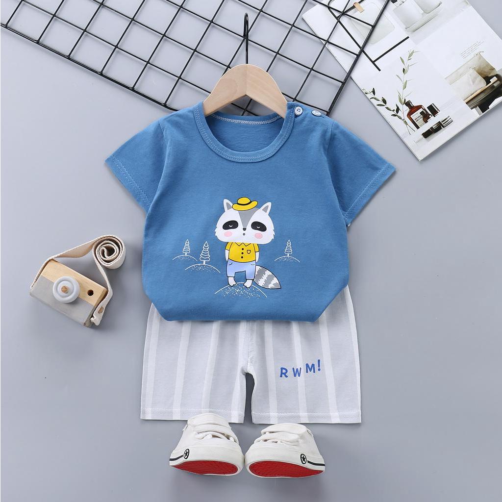 SANITKUN Set Áo Thun Ngắn Tay Và Quần Short Thời Trang Hàn Quốc Mới Cho Bé Gái