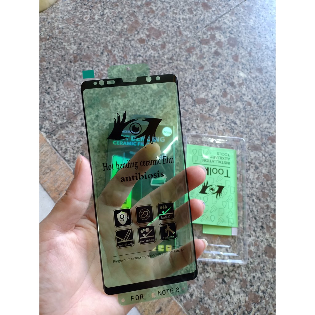 Miếng dán dẻo uốn nóng Full màn Samsung Note 8, Note 9, Cảm ứng siêu mượt chống vân tay (kèm phụ kiện dán)