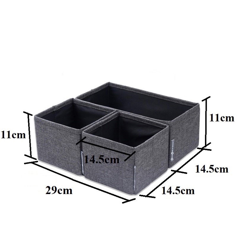 Set 3 Hộp Đựng Đồ Lót Size Mini Bằng Vải, Hộp Đựng Trang Sức Và Các Vật Dụng Nhỏ Đa Năng