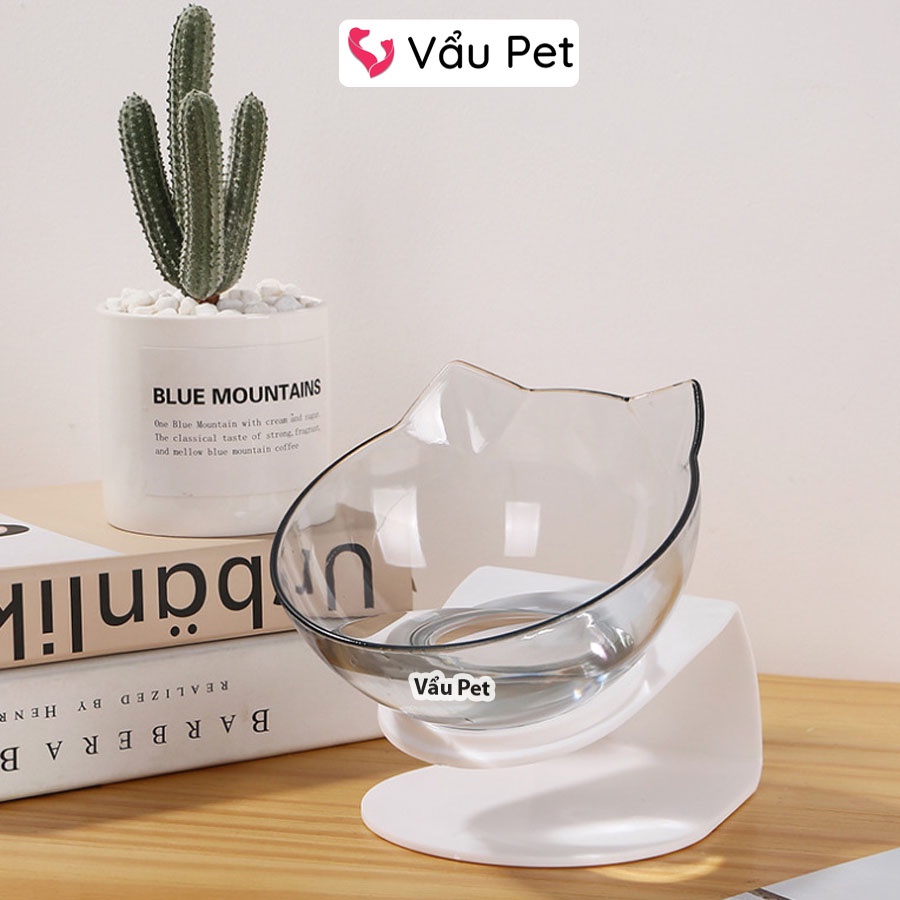 Bát Ăn Cho Chó Mèo Chống Gù Hình Tai Mèo Trong Suốt - Bát Chó Mèo Vẩu Pet Shop