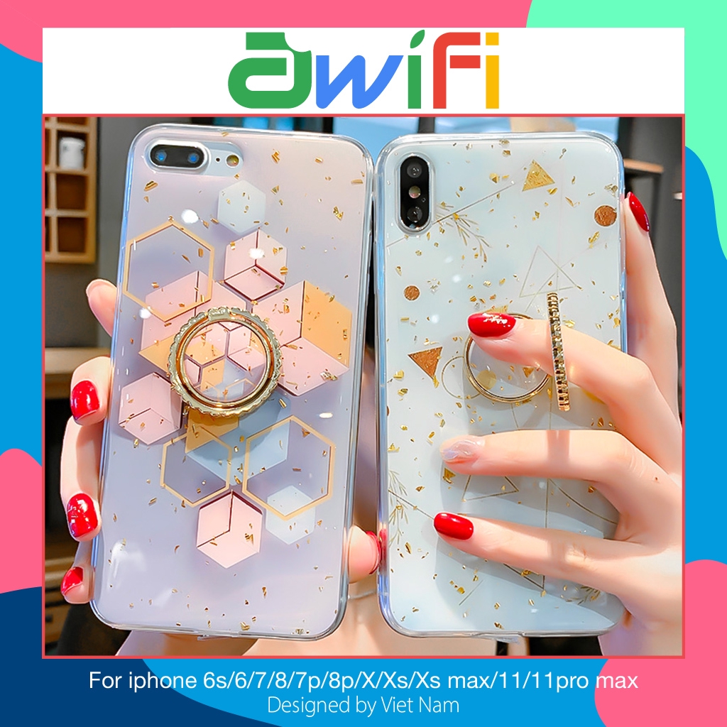 Ốp điện thoại hình học có đế nhẫn cho iphone 5/5s/6/6s/6plus/6splus/7/8/7plus/8plus/x/xs/xs max/11/11promax | BigBuy360 - bigbuy360.vn
