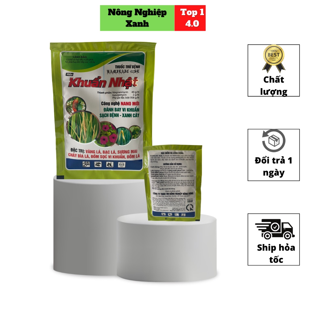 Dung dịch Khuẩn Nhật 42SC . Trị bệnh vàng lá, bạc lá, sương mai, đốm sọc vi khuẩn cây trồng