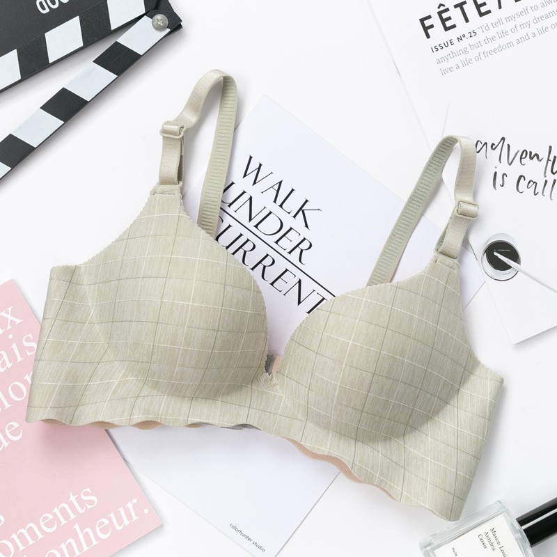 Áo ngực AOWEINISI không gọng nâng ngực họa tiết kẻ sọc ngọt ngào thời trang thoải mái dành cho nữ