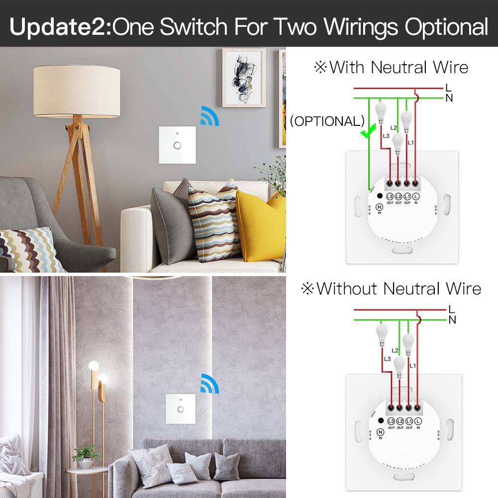GOOGLE Công Tắc Đèn Cảm Ứng Thông Minh MOES ZigBee