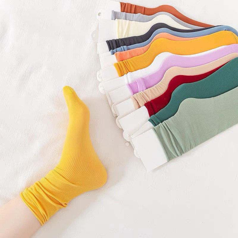 Tất nhún vớ nhún nữ cao cổ Bunsock chất mỏng thoáng mát nhiều màu