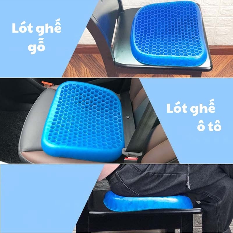Đệm ngồi silicon G01 3D thoáng khí massage không đau mỏi nệm gel tặng kèm túi bọc cao cấp