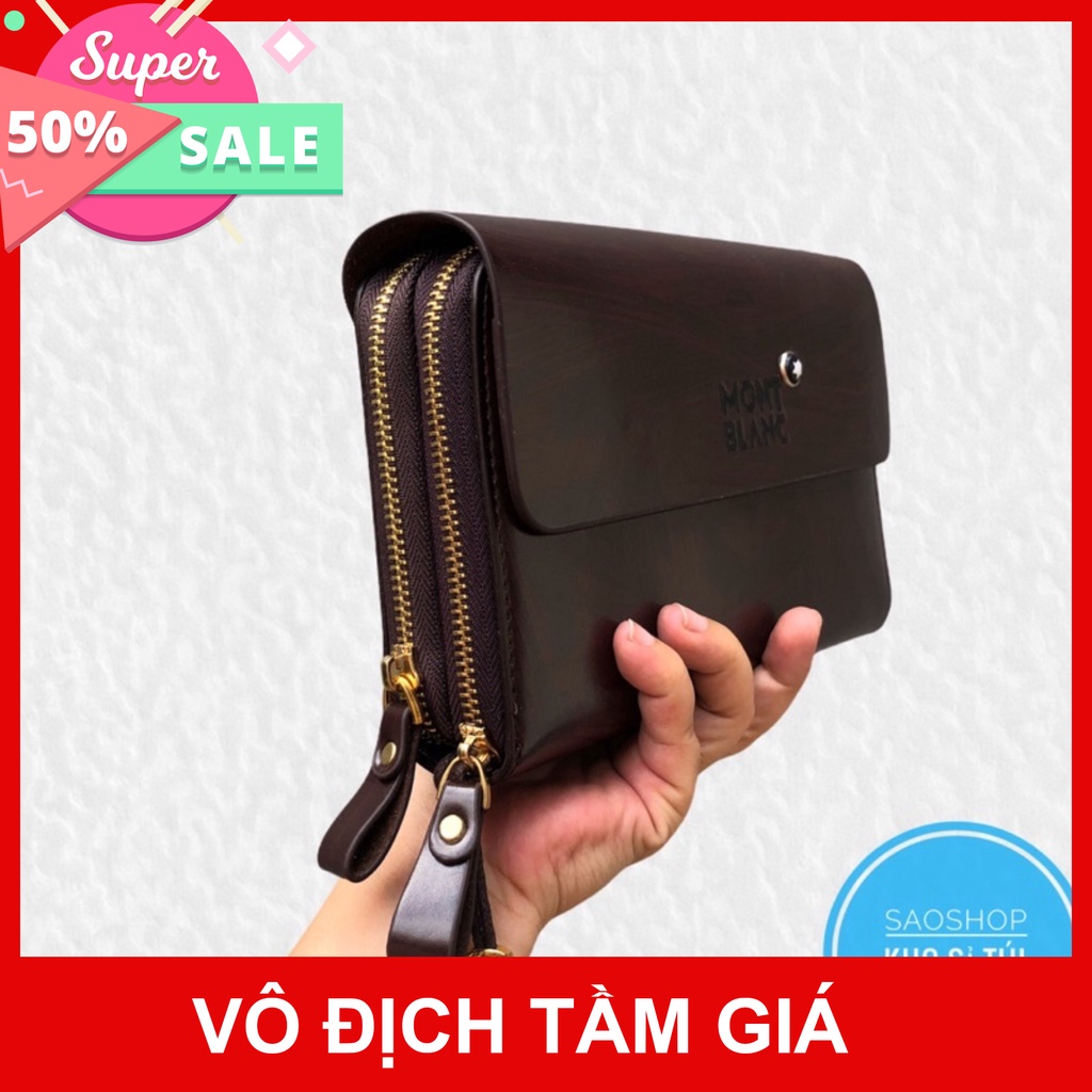 Ví cầm tay nam bản to cao cấp- bóp dài cầm tay MONTBLANC 100% da bò -saoshop