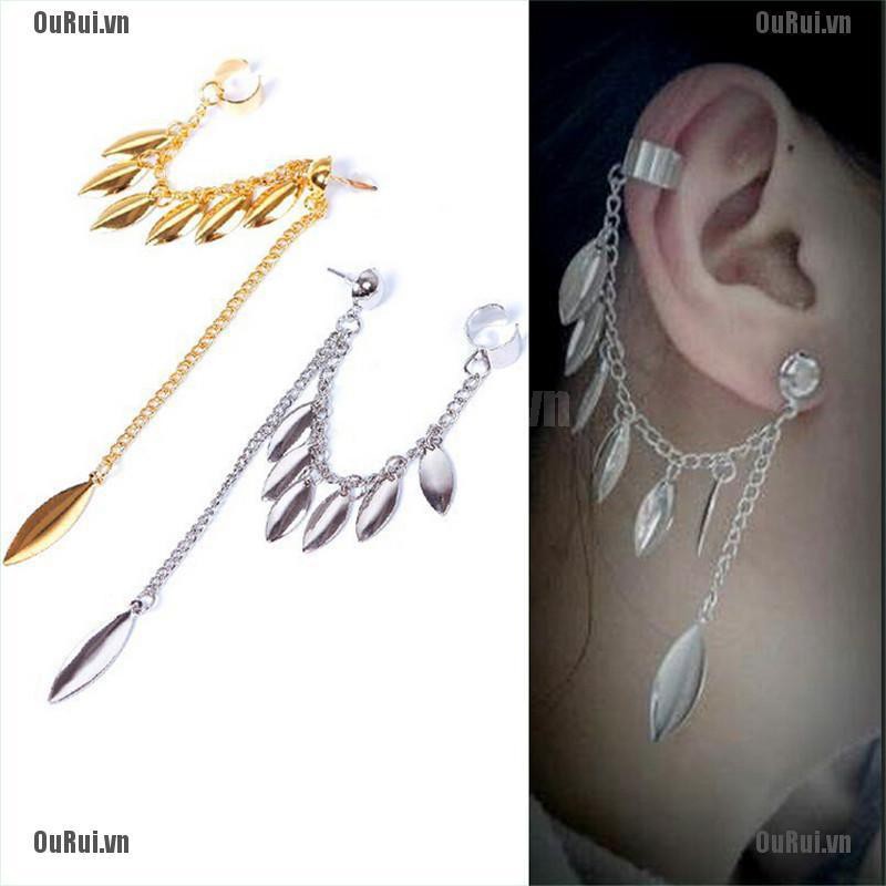 1 Bông Tai Hình Chiếc Lá Phong Cách Gothic