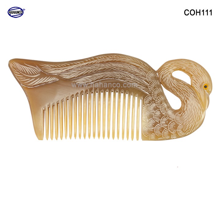 Lược sừng Thiên Nga tỉa khắc đẹp (Size: L-15cm) Chăm sóc tóc -COH111- Horn Comb of HAHANCO