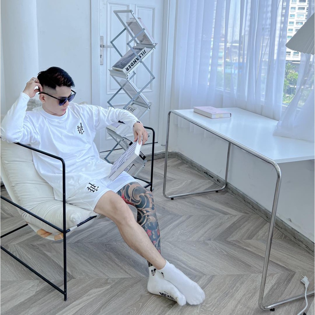 SET TRẮNG BASIC NAM NỮ LOLITA UNISEX BASIC Cá Tính   Ảnh Thật Shop Tự Chụp phong cách Rộng hiphop