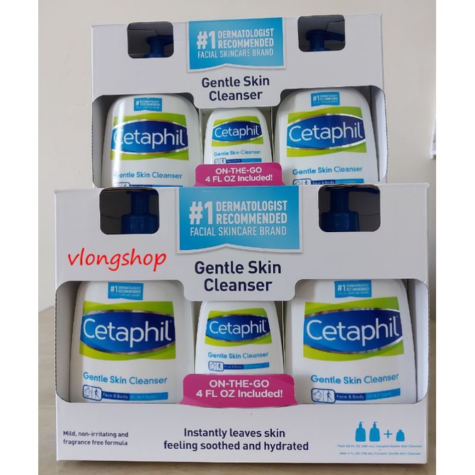 Bộ 3 chai sữa rửa mặt Cetaphil Gentle Skin Cleanser 1300ml của Canada