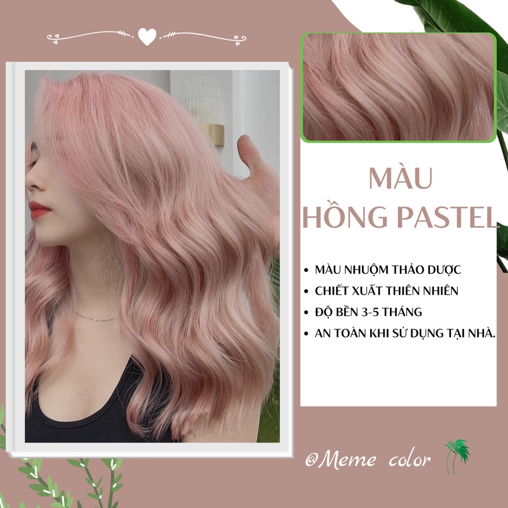 Thuốc nhuộm tóc màu hồng pastel , tặng kèm oxy trợ dưỡng và bao tay