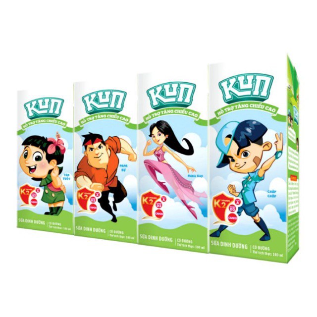 Sữa tươi KUN vỉ 4 hộp x 180ml