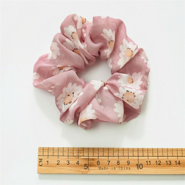 Scrunchies Cột Tóc Voan Mỏng Phồng Màu Pastel Hoa Cúc