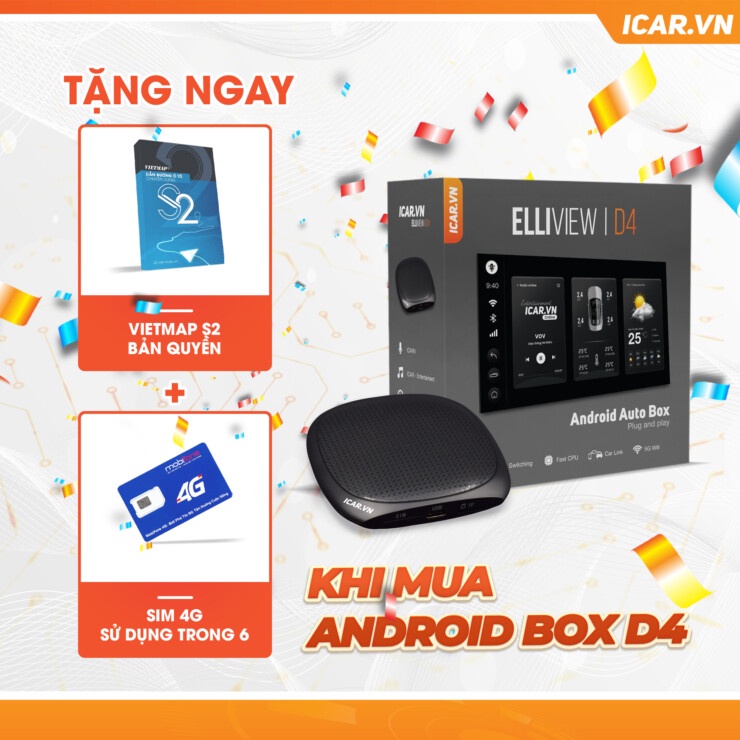 Android Auto Box Elliview D4 Biến Màn Zin Thông Minh Hơn