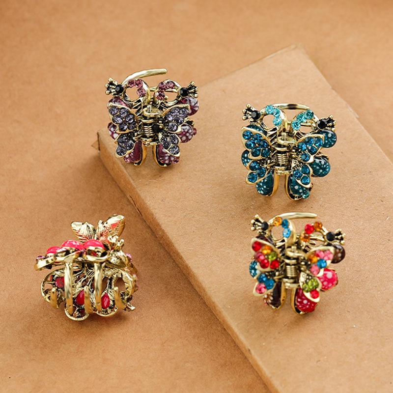 Kẹp Tóc Nhỏ Đính Đá Phong Cách Retro