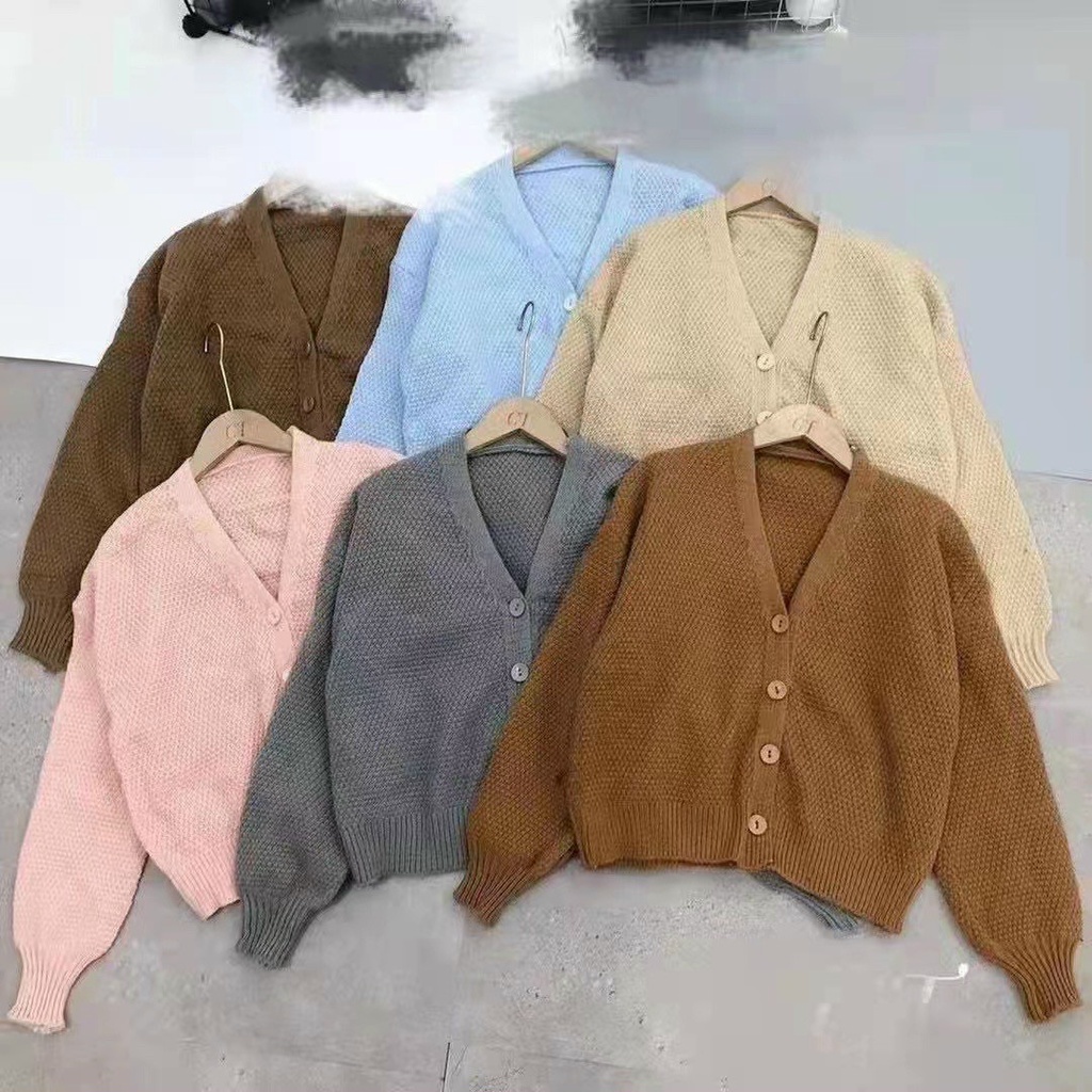 Áo Khoác len Cardigan gạo Dài Tay Dễ Thương Học Sinh/ Áo Len Dài Tay vintagevn