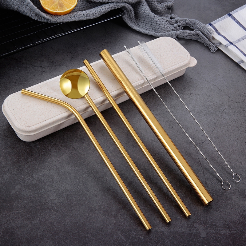 Ống hút bằng thép không gỉ bảo vệ môi trường  Drinking Straws Stainless Steel Metal Bend Straw
