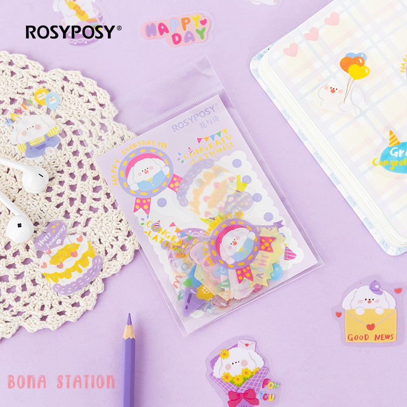 Bộ 40 sticker trang trí Rosy Posy Sweet cub | BSB079