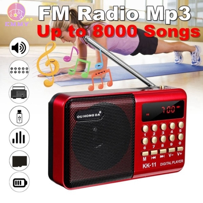 Máy nghe đài FM K11 tích hợp nghe nhạc Mp3 có cổng USB khe đọc thẻ TF