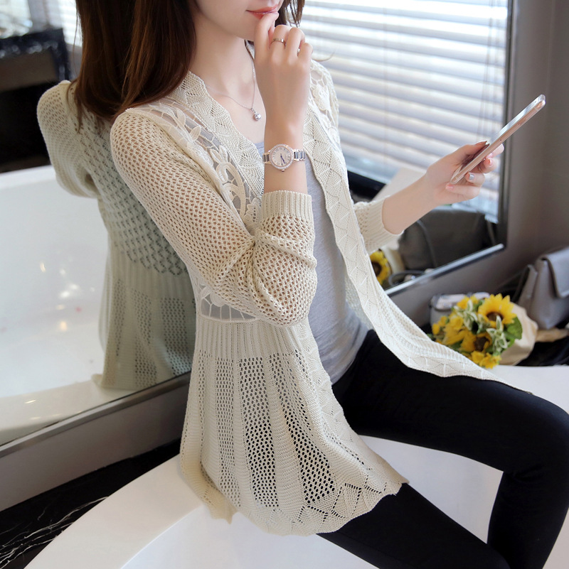 Áo Khoác Cardigan Dáng Dài Họa Tiết Thêu Thời Trang Dành Cho Nữ