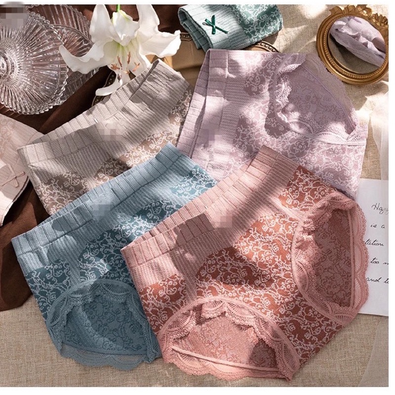 ❤️ Quần Lót Nữ Lưng Cao Viền Phối Ren Nơ Họa Tiết Hoa Văn Tinh Tế 285 ❤️