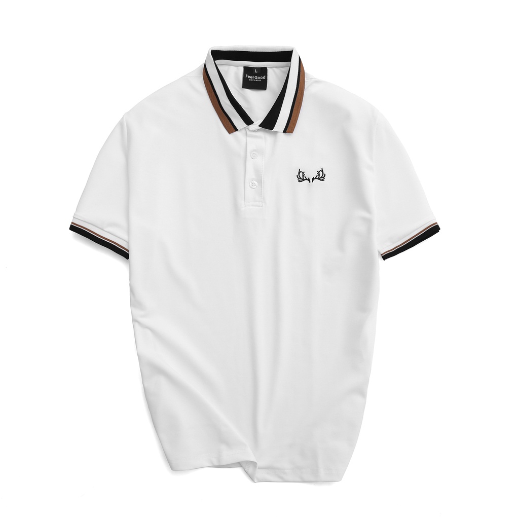 Áo Polo Nam đẹp FEDEER  basic -Áo thun nam có cổ trụ bẻ, thêu hình sọc cổ xếp ly vải cá sấu FEEL GOOD