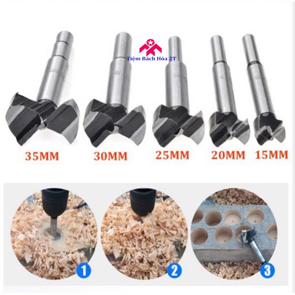 Bộ 5 mũi khoan khoét lỗ đường kính từ 15mm - 35mm - Khoan gỗ, nhựa, mica