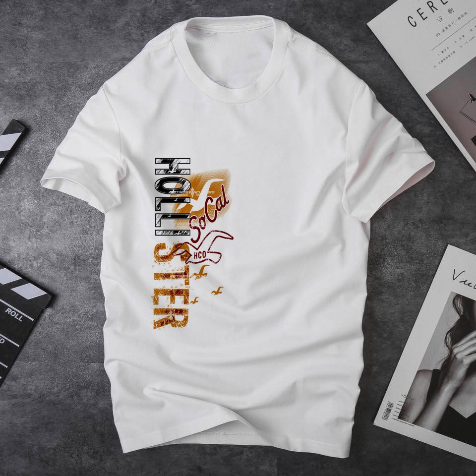 Áo thun unisex from rộng nam nữ chữ kiểu HOLLISTER vải dày mịn