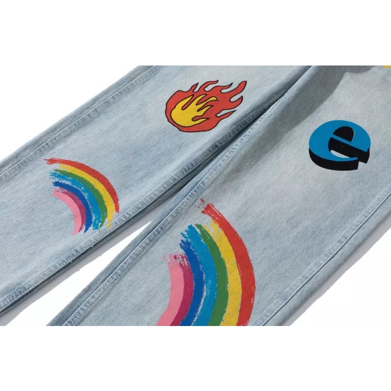 QUẦN BAGGY JEANS ỐNG RỘNG NAM T-A-N DÁNGSUÔNG PHONG CÁCH HÀN QUỐC-QJI07-THỜI TRANG UNISEX-có size NamNữ hình in,màu xanh