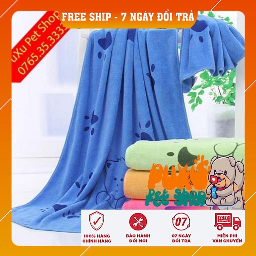 Khăn Tắm Chó ✔️BÁN BUÔN✔️  Siêu thấm Nhanh Khô Hình Dấu Chân Chó size To 5 - 20kg 140*70cm