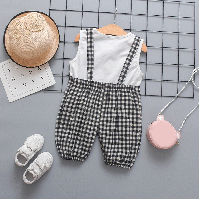 Bộ áo không tay + yếm lửng 2 dây đáng yêu cho bé gái