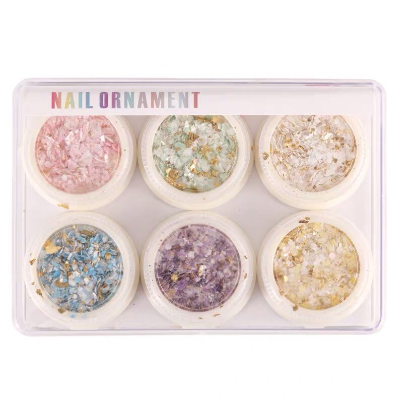 Set xà cừ nhiễn mix giấy bạc 6 hũ cao cấp