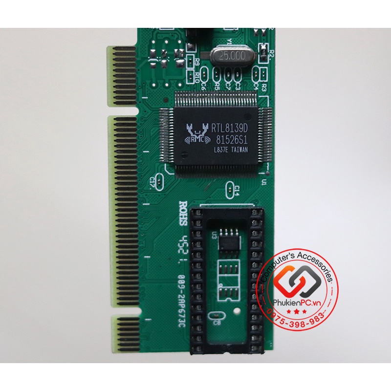 Card mạng PCI thường ra LAN Gigabit Ethernet 10/100 Mbps chipset Realtek RTL8139D cho máy tính PC, công nghiệp, đồng bộ