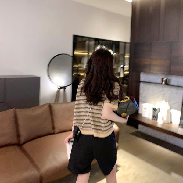 Xiaozhainv  Áo Sơ Mi Tay Ngắn Họa Tiết Sọc Caro Thời Trang Mùa Hè Cho Nữ