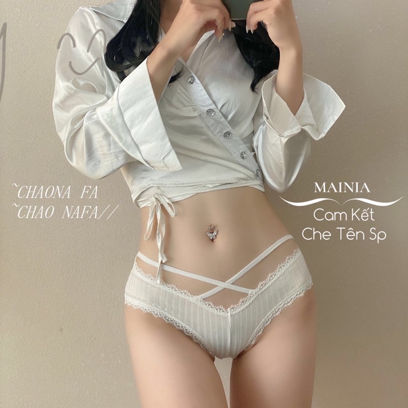 Quần Lót Cotton Nữ Viền Ren Đan Dây Chéo Màu Trơn Chíp Nữ Sexy Gợi Cảm Mainia Shop