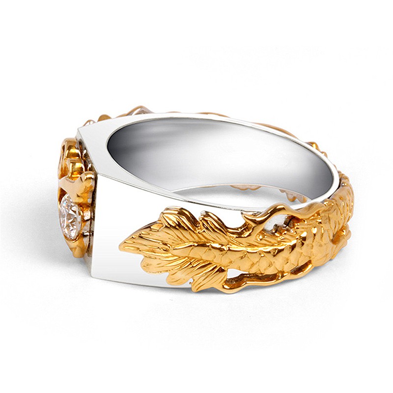 Nhẫn Aifei chất liệu bạc sterling 925 mạ vàng 18K đính đá hoạ tiết rồng cho nữ R1133