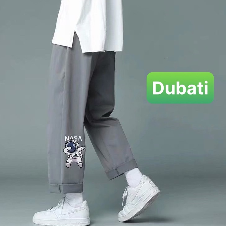 Quần baggy nam nữ Unisex ống rộng in hình Nasa - Kiểu quần Kaki Nam Nữ Ống Suông Basic Unisex Sành điệu 2022 - DuFashion
