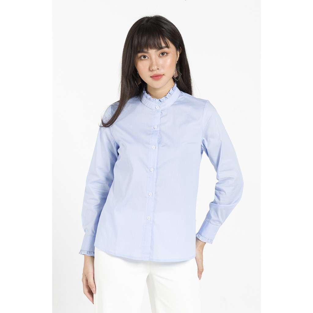 Áo sơ mi cổ bèo VIEN TRAN V61H19Q029 (Xanh dương)