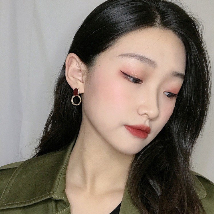 Bông tai mạ vàng kiểu dáng cổ điển khoen tròn nhiều màu dành cho nữ - Mely 1400