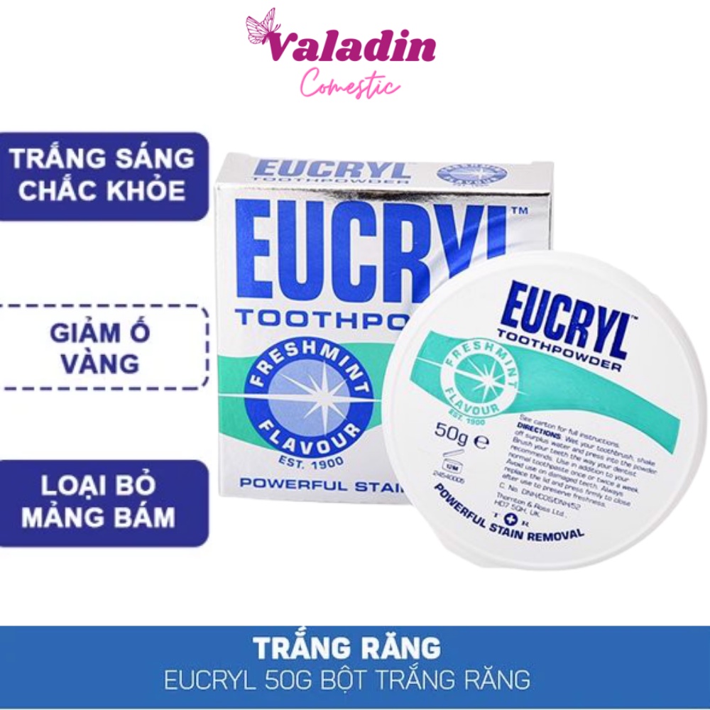 Bột trắng răng Eucryl Freshmint Flavour Toothpowder 50g/ Bột Eucryl