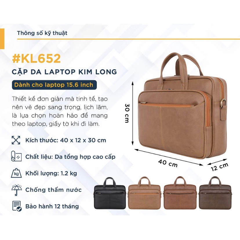 Cặp da laptop 16 inch cao cấp Kim Long KL652