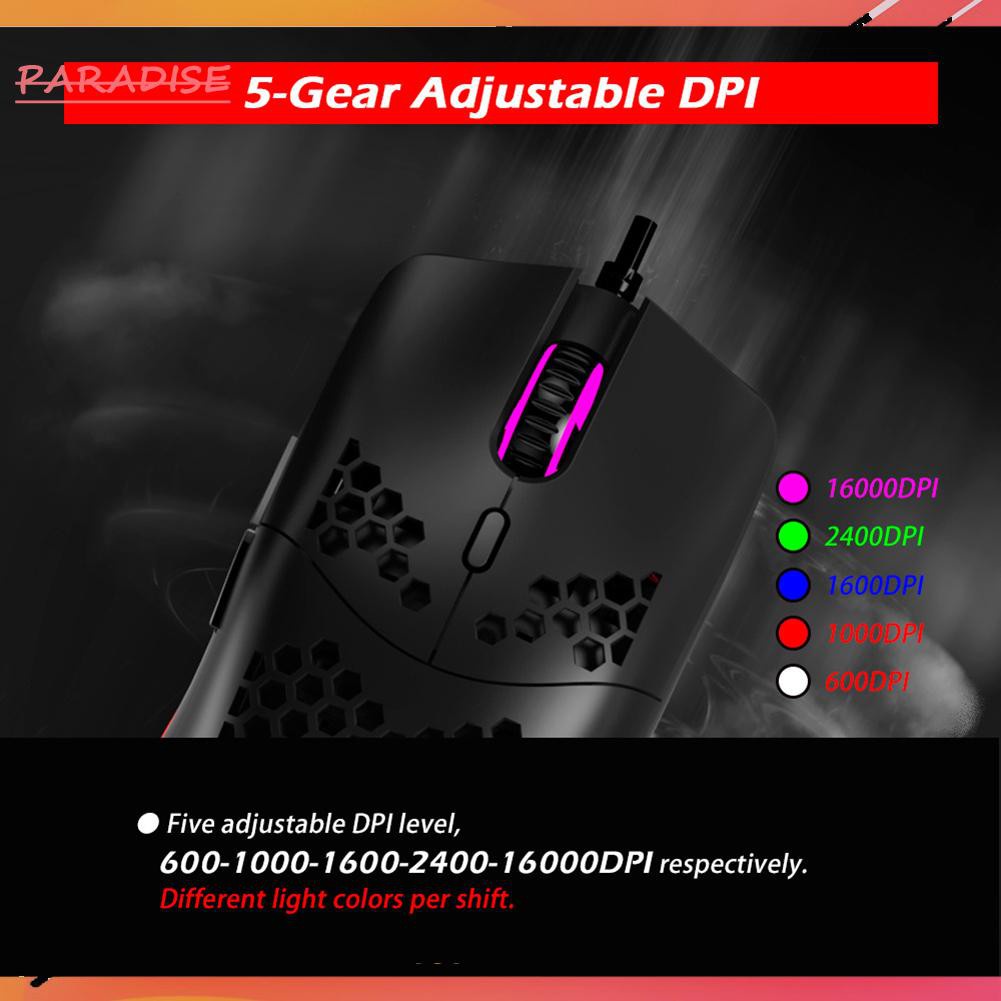 Paradise1 ZELOTES C7 7 Buttons Honeycomb RGB 16000DPI Wired Gaming Mouse for Computer